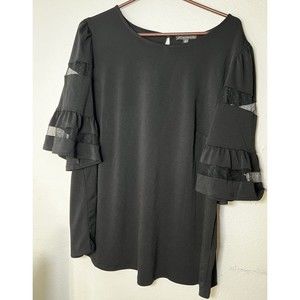 ADRIANNA PAPELL Blouse Sheer Insert Elbows 1X NWT Boho Retails $69